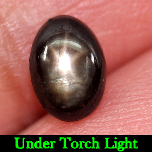 1.57 Ct. Natural Gemstone 6 Rays Black Star Sapphire Oval Cabochon