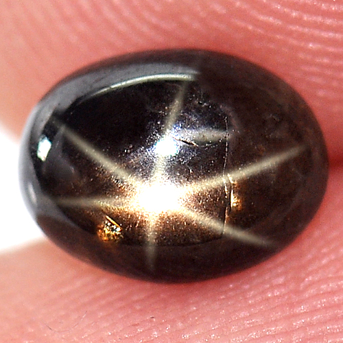 1.44 Ct. Attractive Oval Cabochon Natural Black Star Sapphire 6 Rays