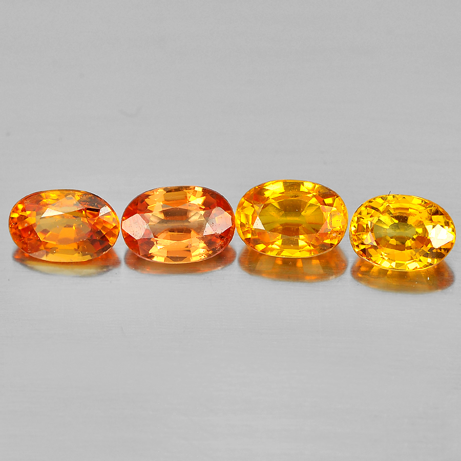 Yellow Orange Sapphire 2.55 Ct. 4 Pcs. Oval 6.1 x 4.1 Mm. Natural Gemstones
