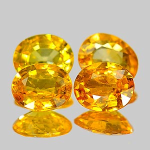 2.50 Ct. 4 Pcs. Oval Shape Natural Yellow Orange Sapphire Gemstones