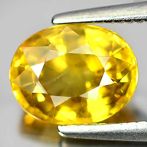 Yellow Sapphire 1.79 Ct. Oval Shape 7.8 x 6.3 Mm. Natural Gem Heated Thailand