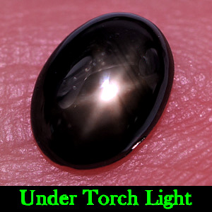 1.44 Ct. Natural Gemstone Black Star Sapphire 6 Rays Oval Cabochon