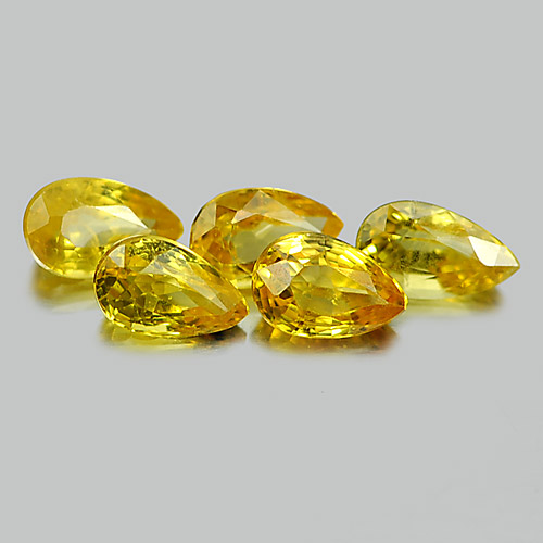Yellow Sapphire 1.53 Ct. 5 Pcs. Pear Shape Natural Gemstones From Thailand