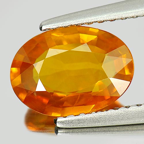 Yellow Orange Sapphire 1.99 Ct. Oval Shape 9.2 x 6.6 Mm. Natural Gem Ceylon