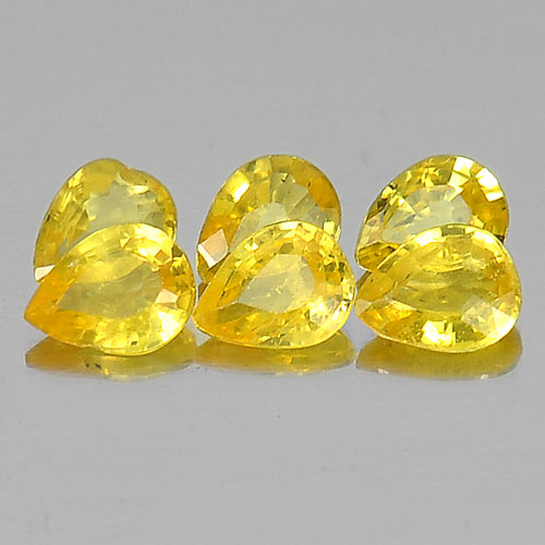 1.02 Ct. 6 Pcs. Natural Gemstones Yellow Songea Sapphire Pear Shape