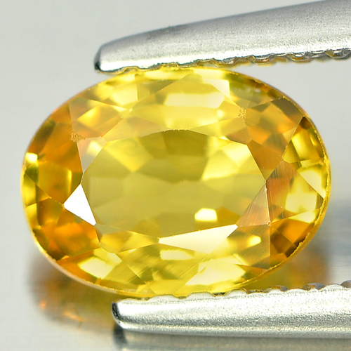 Yellow Sapphire 0.98 Ct. Clean Oval Shape 6.9 x 5.1 Mm. Natural Gem Madagascar
