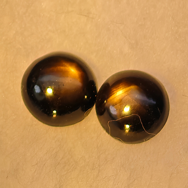Natural Black Star Sapphire 6 Rays 1.73 Ct. 2 Pcs. Round Cabochon Shape 5.1 Mm.