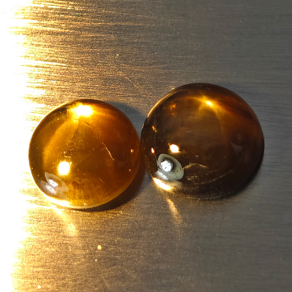 Natural Black Star Sapphire 6 Rays 1.59 Ct. 2 Pcs. Round Cabochon Shape and Mixed Size