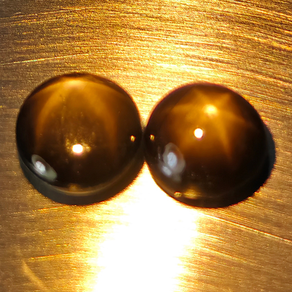 Natural Black Star Sapphire 6 Rays 1.79 Ct. 2 Pcs. Round Cabochon Shape 4.9 Mm.