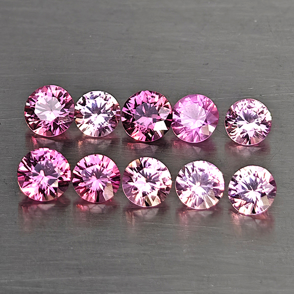 Natural Pink Sapphire Gemstones 1.10 Ct. 10 Pcs. Round Diamond Cut  and Mixed Size