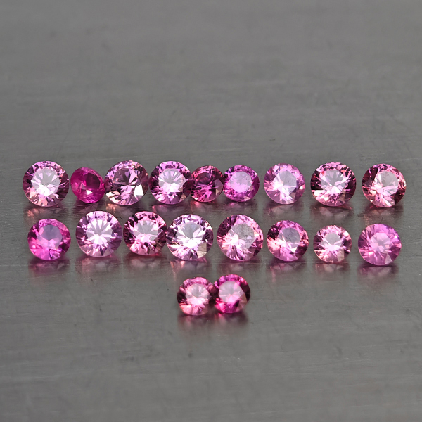 Natural Pink Sapphire Gemstones 0.92 Ct. 19 Pcs. Round Diamond Cut  and Mixed Size