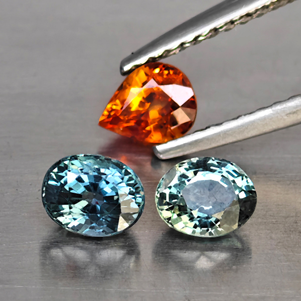 Natural Orangish Red Songea Sapphire Gemstones 1.63 Ct. 3 Pcs. Mixed Shape and Mixed Size Natural Orangish Red Songea Sapphire Gemstones 1.63 Ct. 3 Pcs. Mixed Shape and Mixed Size