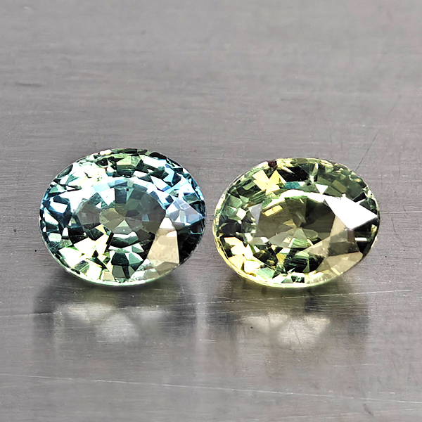 Natural Green Songea Sapphire Gemstones 1.31 Ct. 2 Pcs. Oval Shape 5.1 x 4.2 Mm. Natural Green Songea Sapphire Gemstones 1.31 Ct. 2 Pcs. Oval Shape 5.1 x 4.2 Mm.