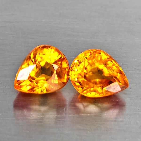 Natural Orangish Red Songea Sapphire Gemstones 1.26 Ct. 2 Pcs. Pear Shape 5.1 x 4.2 Mm. Natural Orangish Red Songea Sapphire Gemstones 1.26 Ct. 2 Pcs. Pear Shape 5.1 x 4.2 Mm.