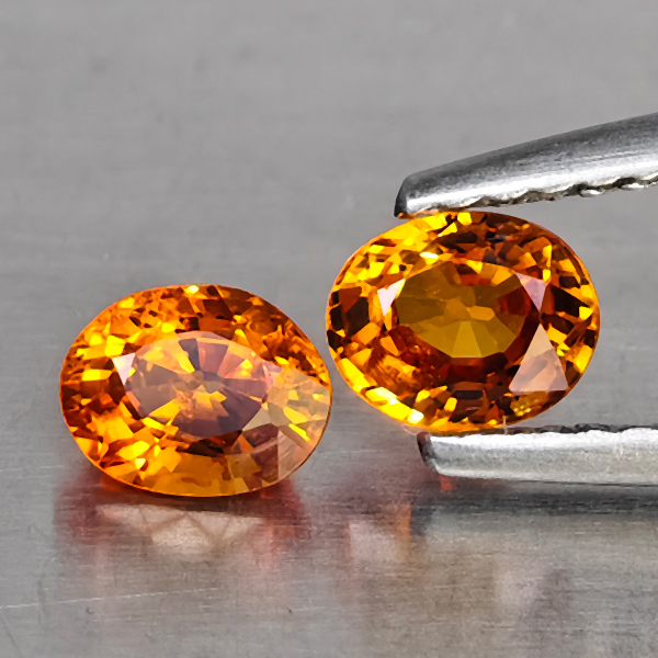 Natural Yellow Songea Sapphire Gemstones 1.30 Ct. 2 Pcs. Oval Shape 5 x 3.9 Mm.