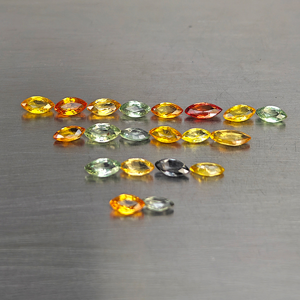 Natural Fancy Color Songea Sapphire 2.30 Ct. 20 Pcs. Marquise Shape and Mixed Size