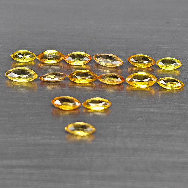 Natural Yellow Songea Sapphire 1.55 Ct. 15 Pcs. Marquise Shape 4.6 x 2.6 Mm.