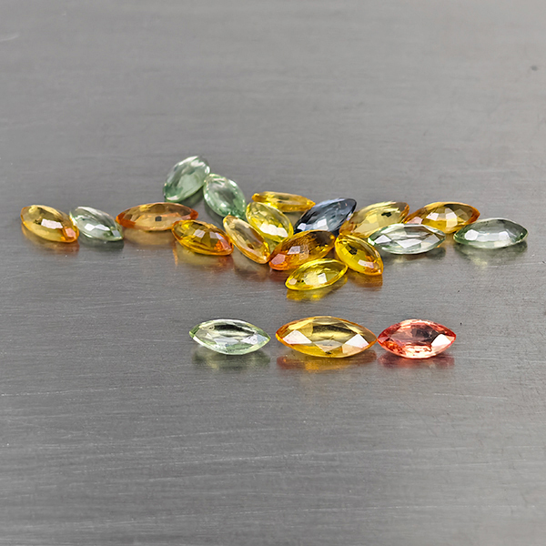 Natural Fancy Color Songea Sapphire 2.51 Ct. 20 Pcs. Marquise Shape and Mixed Size