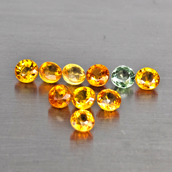 Natural Fancy Color Sapphire Gemstones 2.83 Ct. 10 Pcs. Round Shape 3.2 Mm.