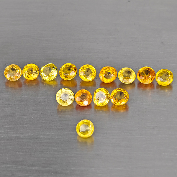 Natural Yellow Songea Sapphire Gemstones 2.46 Ct. 14 Pcs. Round Shape and Mixed Size Natural Yellow Songea Sapphire Gemstones 2.46 Ct. 14 Pcs. Round Shape and Mixed Size