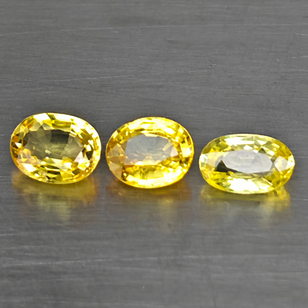 Natural Yellow Songea Sapphire Gemstones 1.09 Ct. 3 Pcs. Oval Shape and Mixed Natural Yellow Songea Sapphire Gemstones 1.09 Ct. 3 Pcs. Oval Shape and Mixed