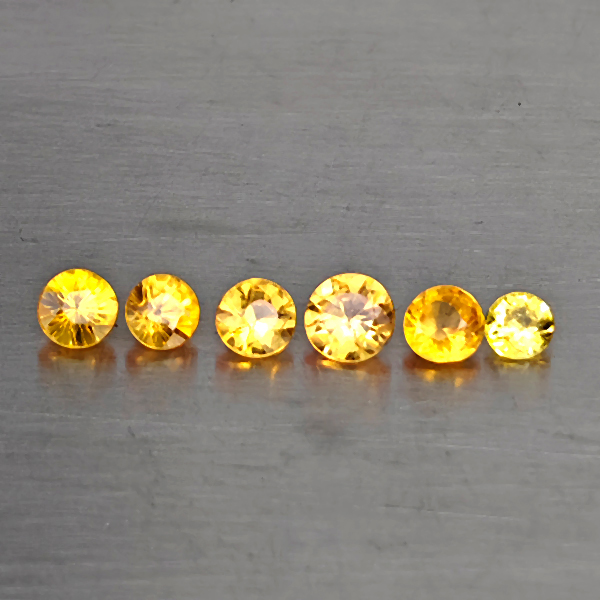 Natural Yellow Songea Sapphire Gemstones 0.67 Ct. 6 Pcs. Round Diamond Cut and Mixed Size Natural Yellow Songea Sapphire Gemstones 0.67 Ct. 6 Pcs. Round Diamond Cut and Mixed Size