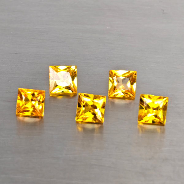 Natural Yellow Songea Sapphire 2.27 Ct. 5 Pcs. Square Shape 3.7 x 3.7 Mm.