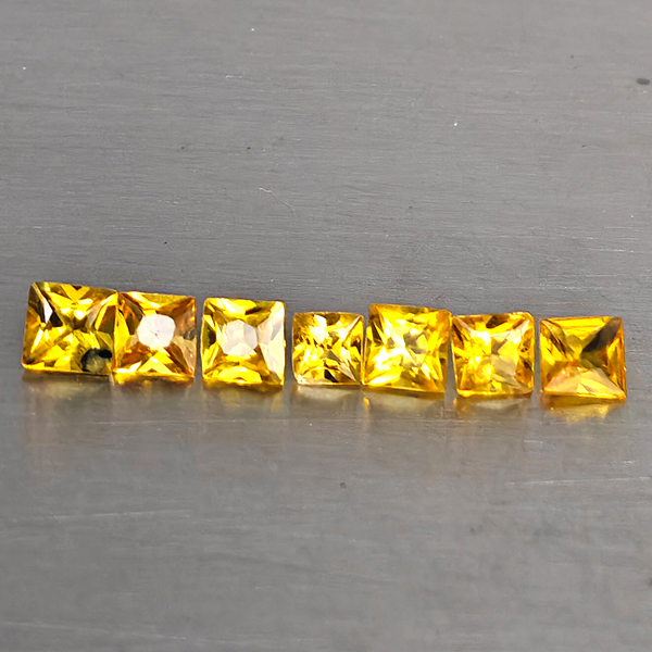 Natural Yellow Songea Sapphire 1.24 Ct. 7 Pcs. Square Shape 2.5 x 2.5 Mm.