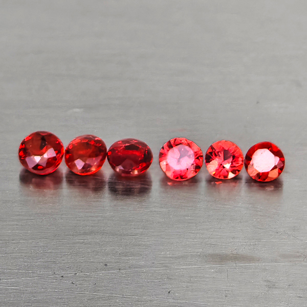 Natural Orangish Red Songea Sapphire Gemstones 0.70 Ct. 6 Pcs. Round Shape and Mixed Size Natural Orangish Red Songea Sapphire Gemstones 0.70 Ct. 6 Pcs. Round Shape and Mixed Size