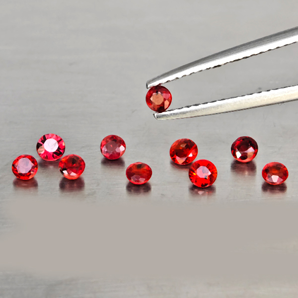 Natural Orangish Red Songea Sapphire Gemstones 1.21 Ct. 10 Pcs. Round Shape and Mixed Size Natural Orangish Red Songea Sapphire Gemstones 1.21 Ct. 10 Pcs. Round Shape and Mixed Size
