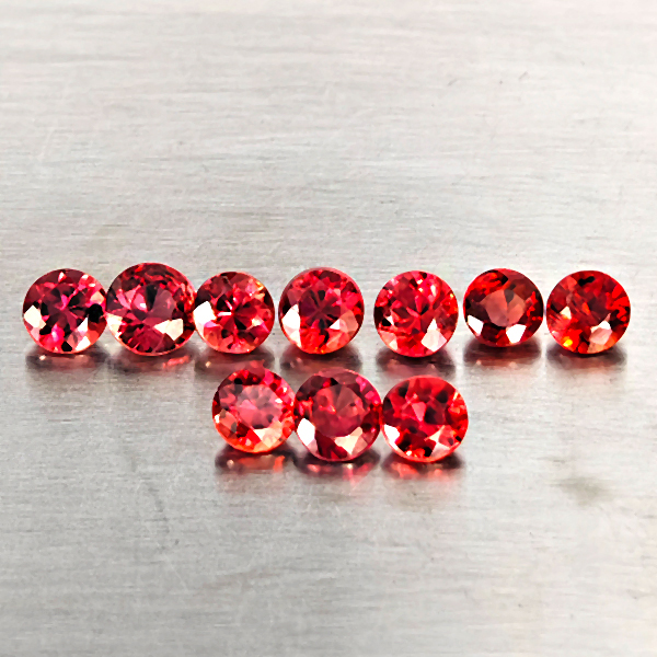 Natural Orangish Red Songea Sapphire Gemstones 1.61 Ct. 10 Pcs. Round Shape and Mixed Size Natural Orangish Red Songea Sapphire Gemstones 1.61 Ct. 10 Pcs. Round Shape and Mixed Size