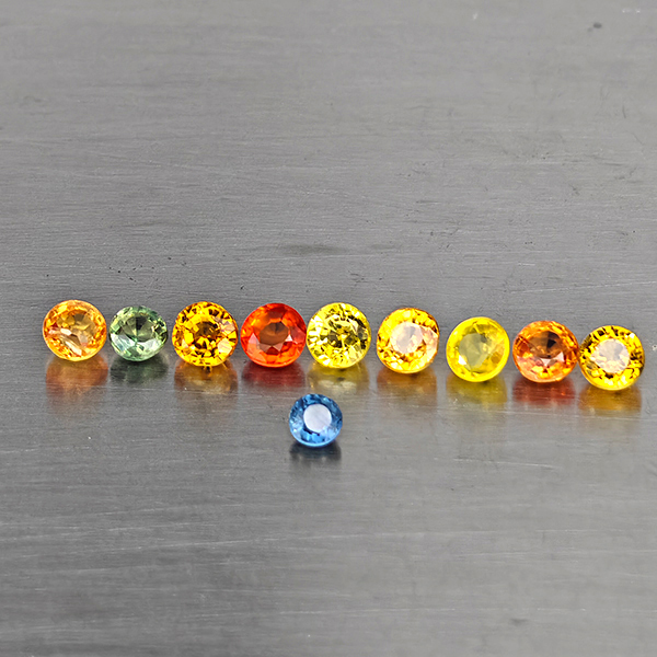 Natural Fancy Color Songea Sapphire Gemstones 1.60 Ct. 10 Pcs. Round Shape and Mixed Size Natural Fancy Color Songea Sapphire Gemstones 1.60 Ct. 10 Pcs. Round Shape and Mixed Size