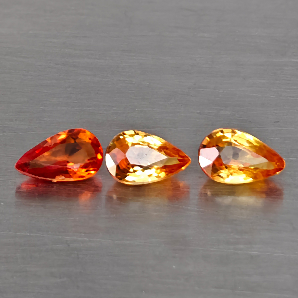 Natural Fancy Color Sapphire Gemstones 0.77 Ct. 3 Pcs. Pear Shape 5 x 3.2 Mm. Natural Fancy Color Sapphire Gemstones 0.77 Ct. 3 Pcs. Pear Shape 5 x 3.2 Mm.