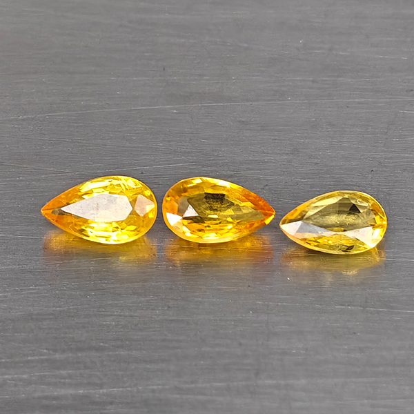 Natural Fancy Color Sapphire Gemstones 0.70 Ct. 3 Pcs. Pear Shape 5.2 x 3 Mm. Natural Fancy Color Sapphire Gemstones 0.70 Ct. 3 Pcs. Pear Shape 5.2 x 3 Mm.