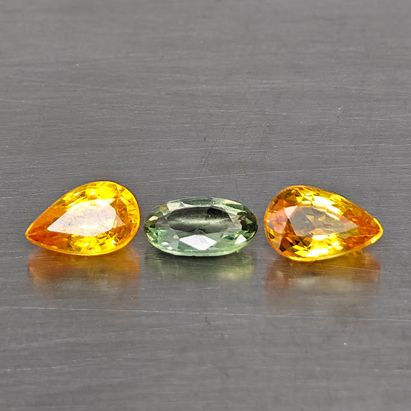 Natural Fancy Color Sapphire Gemstones 0.92 Ct. 3 Pcs. Mixed Shape And Mixed Size Natural Fancy Color Sapphire Gemstones 0.92 Ct. 3 Pcs. Mixed Shape And Mixed Size