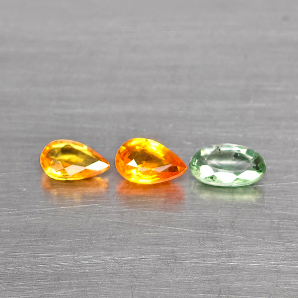 Natural Fancy Color Sapphire Gemstones 0.71 Ct. 3 Pcs. Mixed Shape and Mixed Size