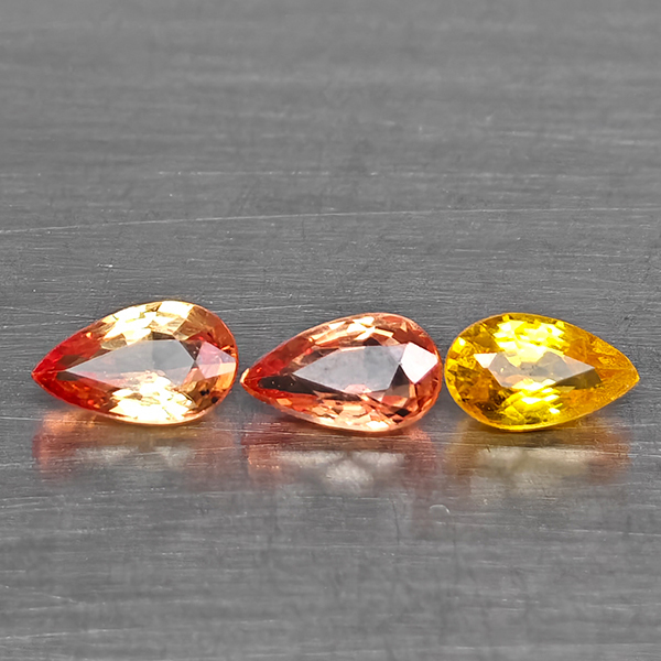 Natural Fancy Color Sapphire Gemstones 0.78 Ct. 3 Pcs. Pear Shape and Mixed Size Natural Fancy Color Sapphire Gemstones 0.78 Ct. 3 Pcs. Pear Shape and Mixed Size