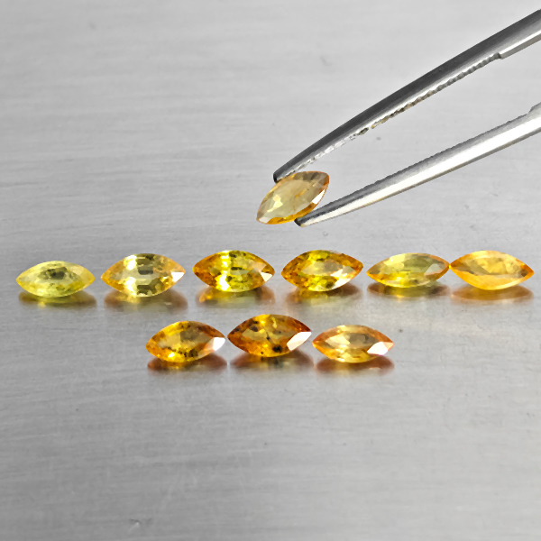 Natural Yellow Sapphire Gemstones 2.71 Ct. 10 Pcs. Marquise Shape and Mixed Size