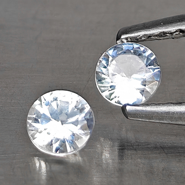 Natural White Sapphire Gemstones 0.47 Ct. 2 Pcs. Round Shape 3.5 Mm.