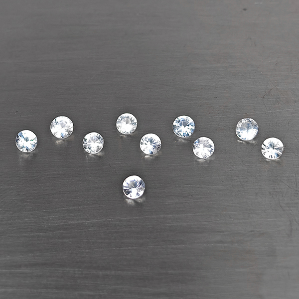 Natural White Sapphire Gemstones 0.77 Ct. 10 Pcs. Round Shape 2.3 Mm.