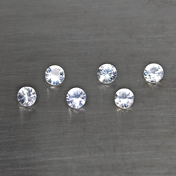 Natural White Sapphire Gemstones 0.77 Ct. 6 Pcs. Round Shape 2.9 Mm.