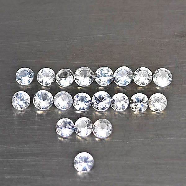 Natural White Sapphire Gemstones 0.85 Ct. 20 Pcs. Round Shape 2.1 Mm.