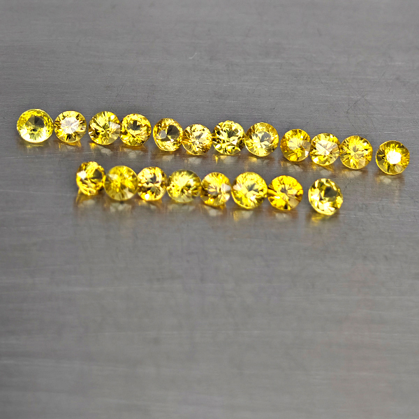 Natural Yellow Songea Sapphire 1.17 Ct. 20 Pcs. Round Diamond Cut  2.3 Mm.