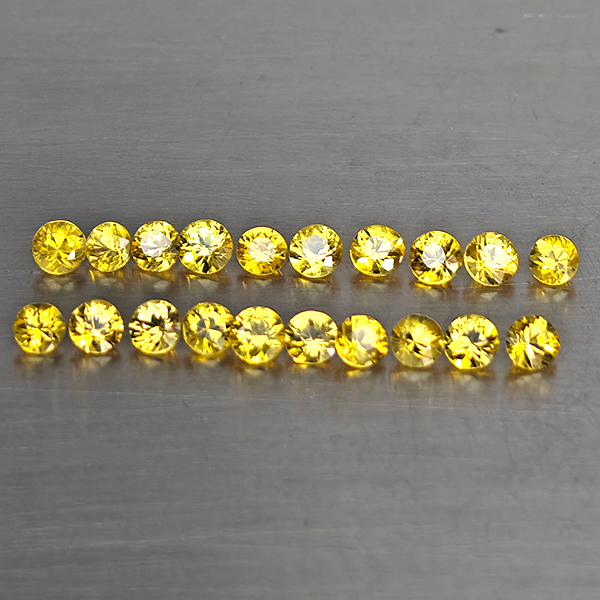 Natural Yellow Songea Sapphire 1.11 Ct. 20 Pcs. Round Diamond Cut  2.5 Mm.