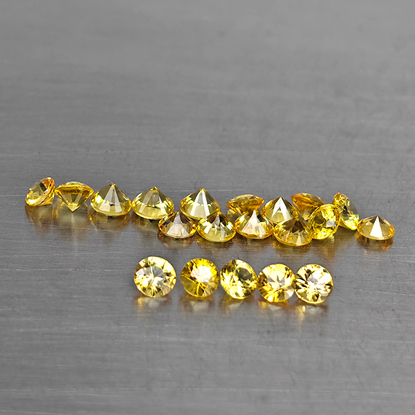 Natural Yellow Songea Sapphire 1.06 Ct. 20 Pcs. Round Diamond Cut  2.1 Mm.