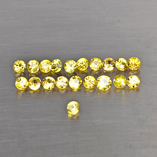 Natural Yellow Songea Sapphire 0.61 Ct. 20 Pcs. Round Diamond Cut  1.8 Mm.
