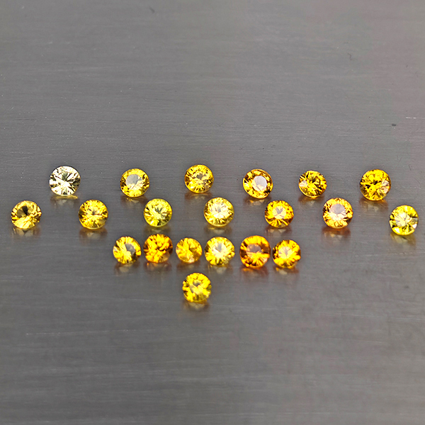 Natural Yellow Songea Sapphire 1.85 Ct. 20 Pcs. Round Shape 2.5 Mm.