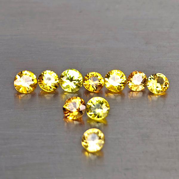 Natural Yellow Songea Sapphire 1.18 Ct. 10 Pcs. Round Shape 2.4 Mm.