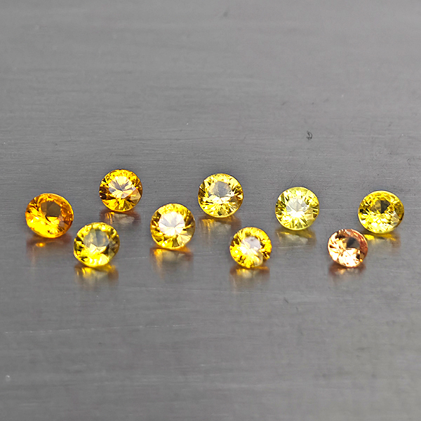 Natural Yellow Songea Sapphire 1.57 Ct. 9 Pcs. Round Shape 2.8 Mm.