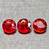 Natural Red Orangish Songea Sapphire 1.12 Ct. 3 Pcs Round Shape 4 Mm Gemstones
